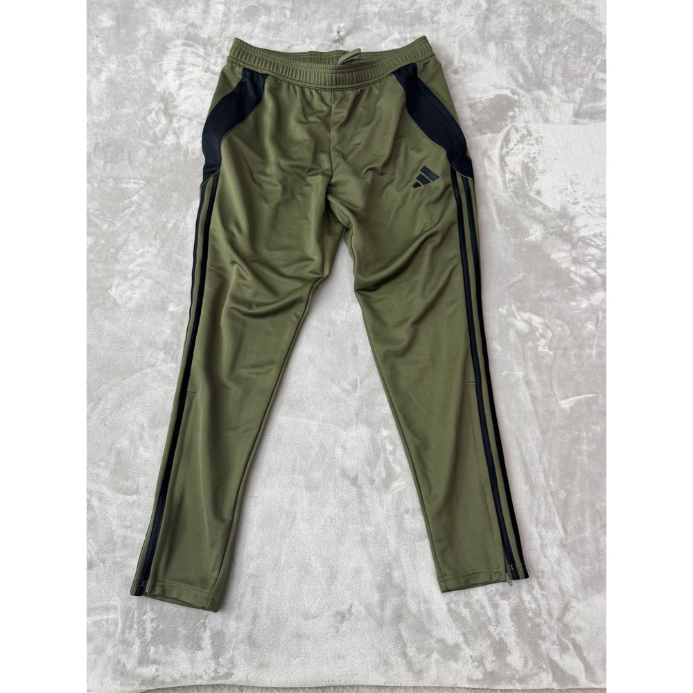Adidas Tiro Track Pants Olive Green Black Stripes Tapered Ankle Zip Mens Large